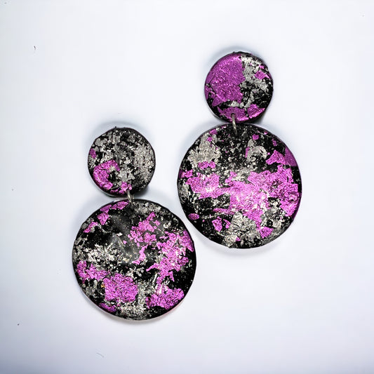 Black and Pink statement earrings