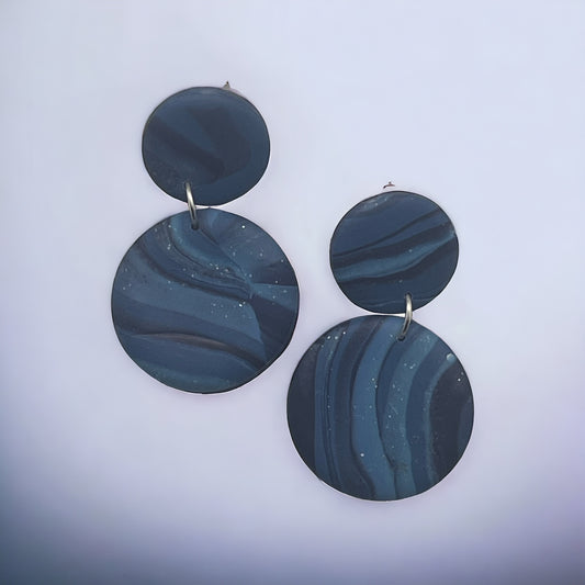 Blue lagoon circle drop earrings
