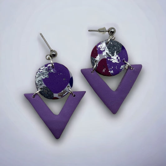 Purple and silver statement earrings