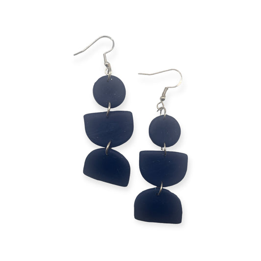 Blue geometric dangle earrings
