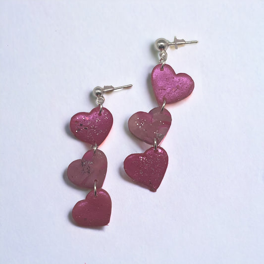 Pink and silver sparkle hearts