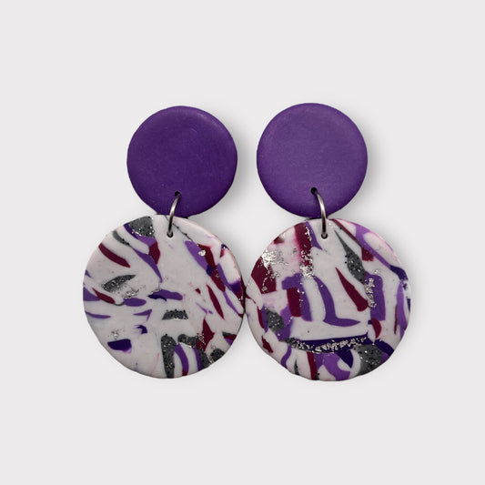 Marbled purple drop earrings